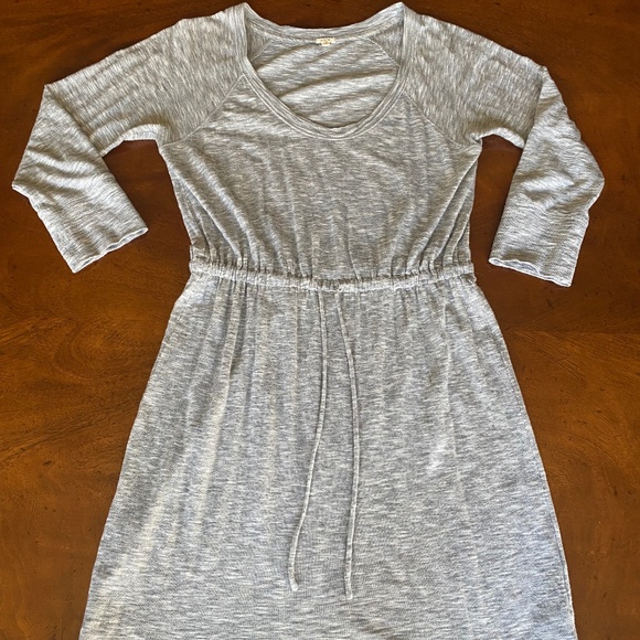 J Crew dress drawstring tie waist long sleeve gray Small - Picture 7 of 16